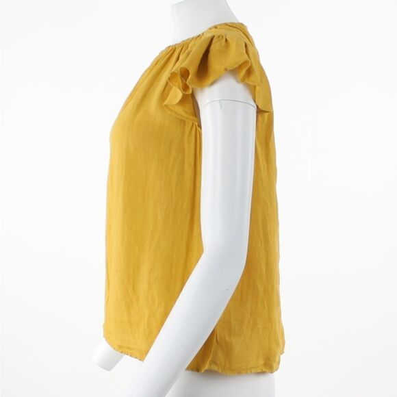 Velvet by Graham & Spencer Coco Linen Flutter Sleeve Blouse - Picture 4 of 5